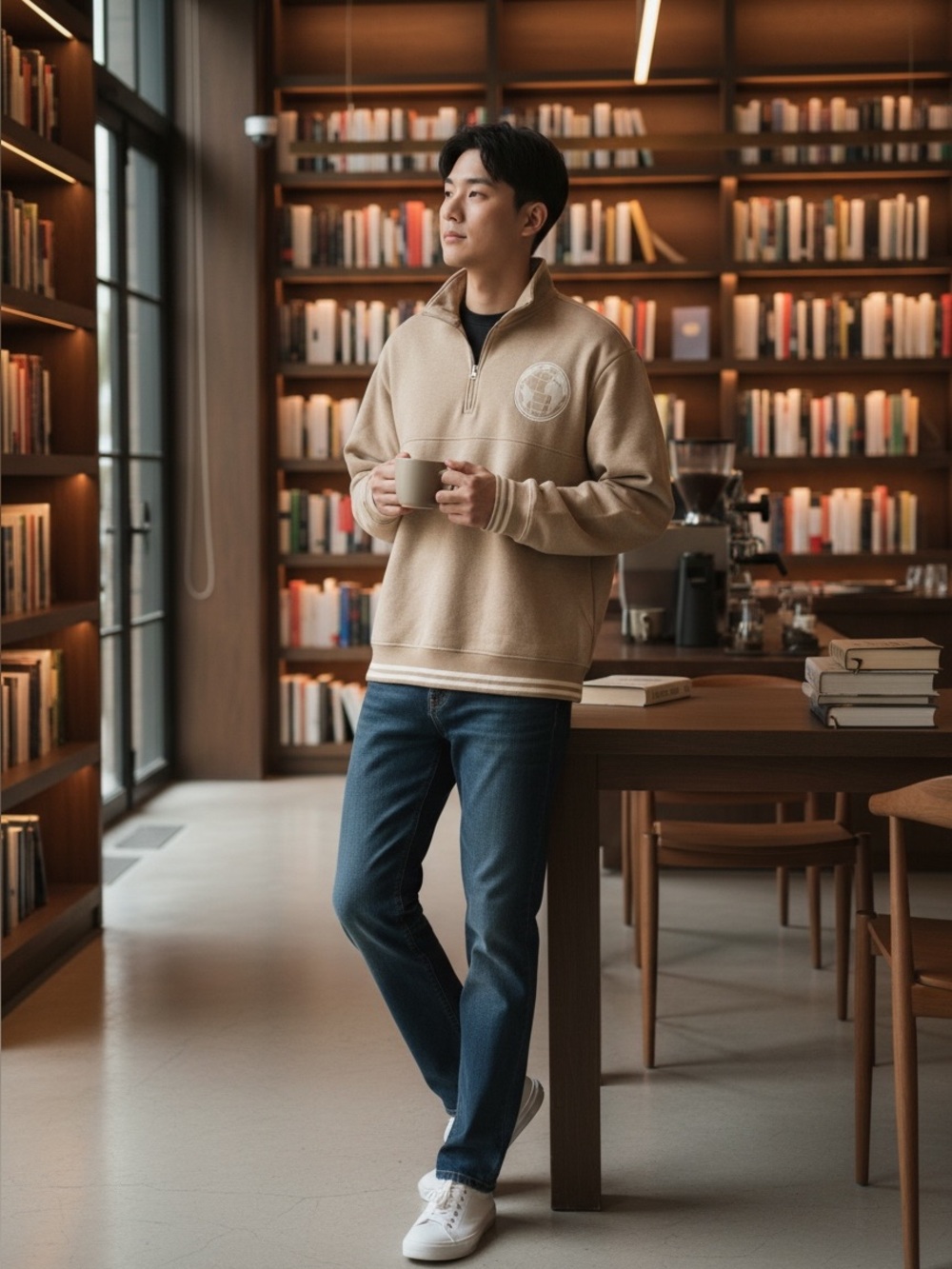 Original Use Half-Zip Globe Graphic Sweatshirt